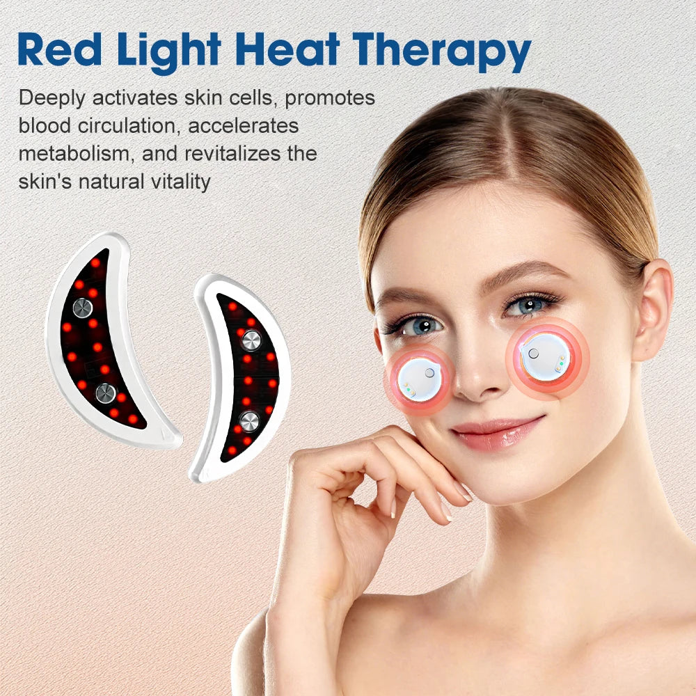 EMS Micro-current Eye Face Massager Red Light Eye Care Massager Beauty Machine With Gel Patch for Dark Circles Removal Eye Lines