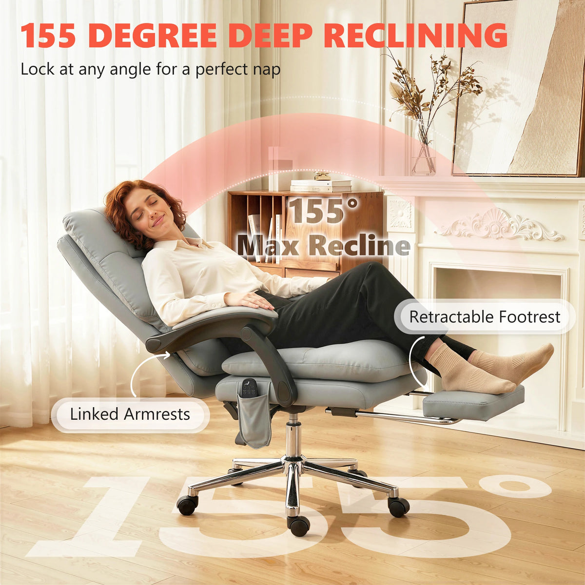 Homcom Massage Ergonomic Office Chair With Vibration Footrest
