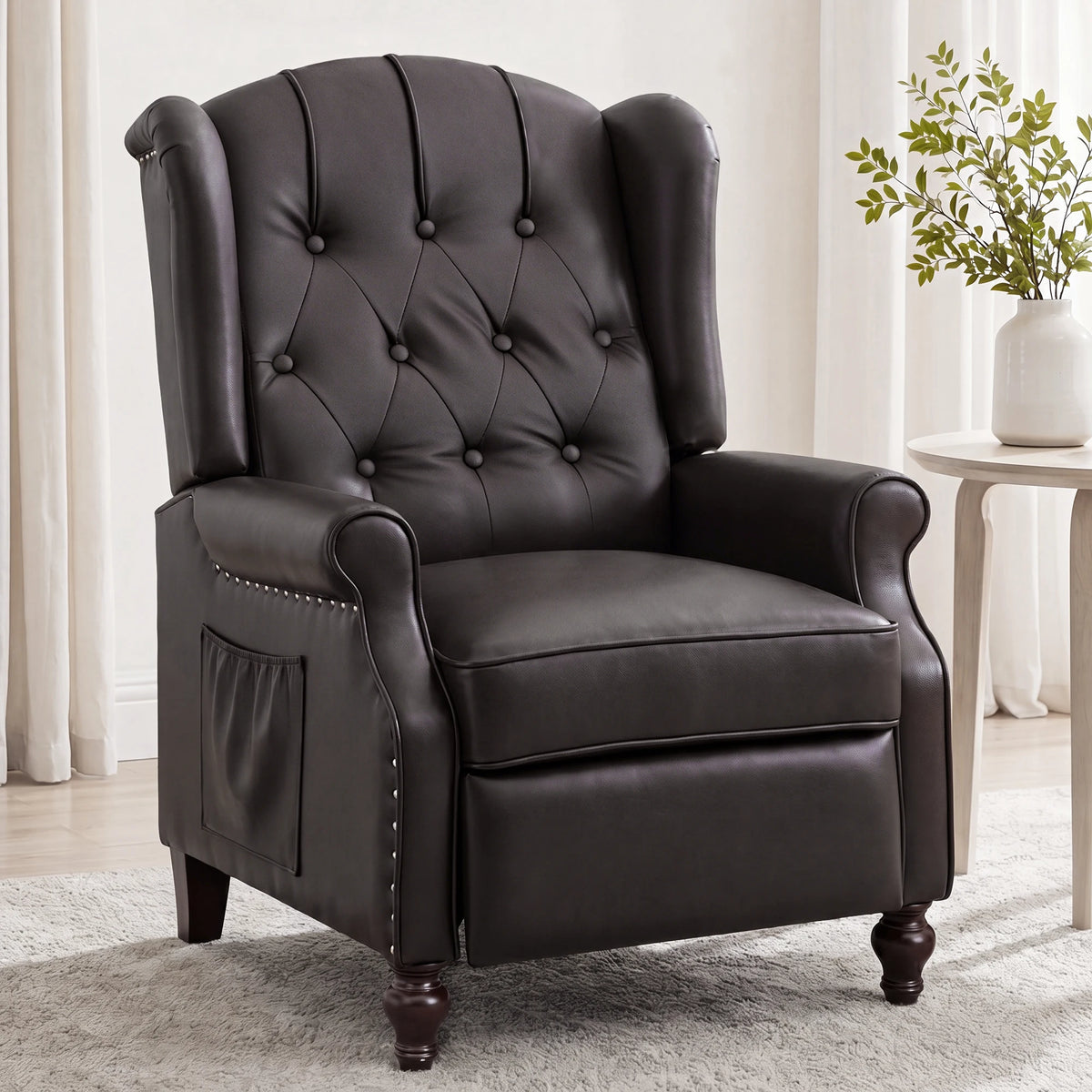 TCGBKAF Mid Century Wingback Massage Heated Recliner Chair Button Tufted