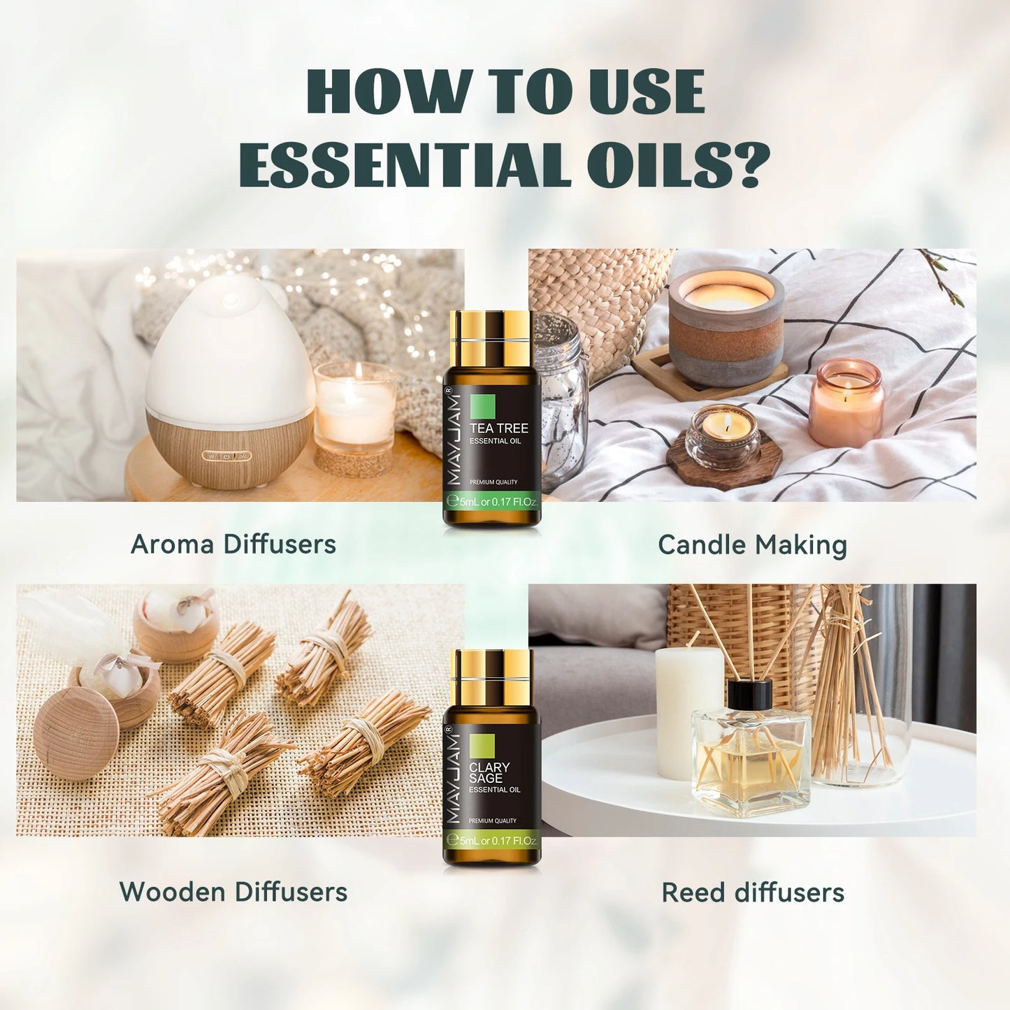 MAYJAM Essential Oils Kit 20PCS 35PCS Lavender Jasmine Eucalyptus Vanilla Sandalwood Rose Bergamot Patchouli Citronella Aroma