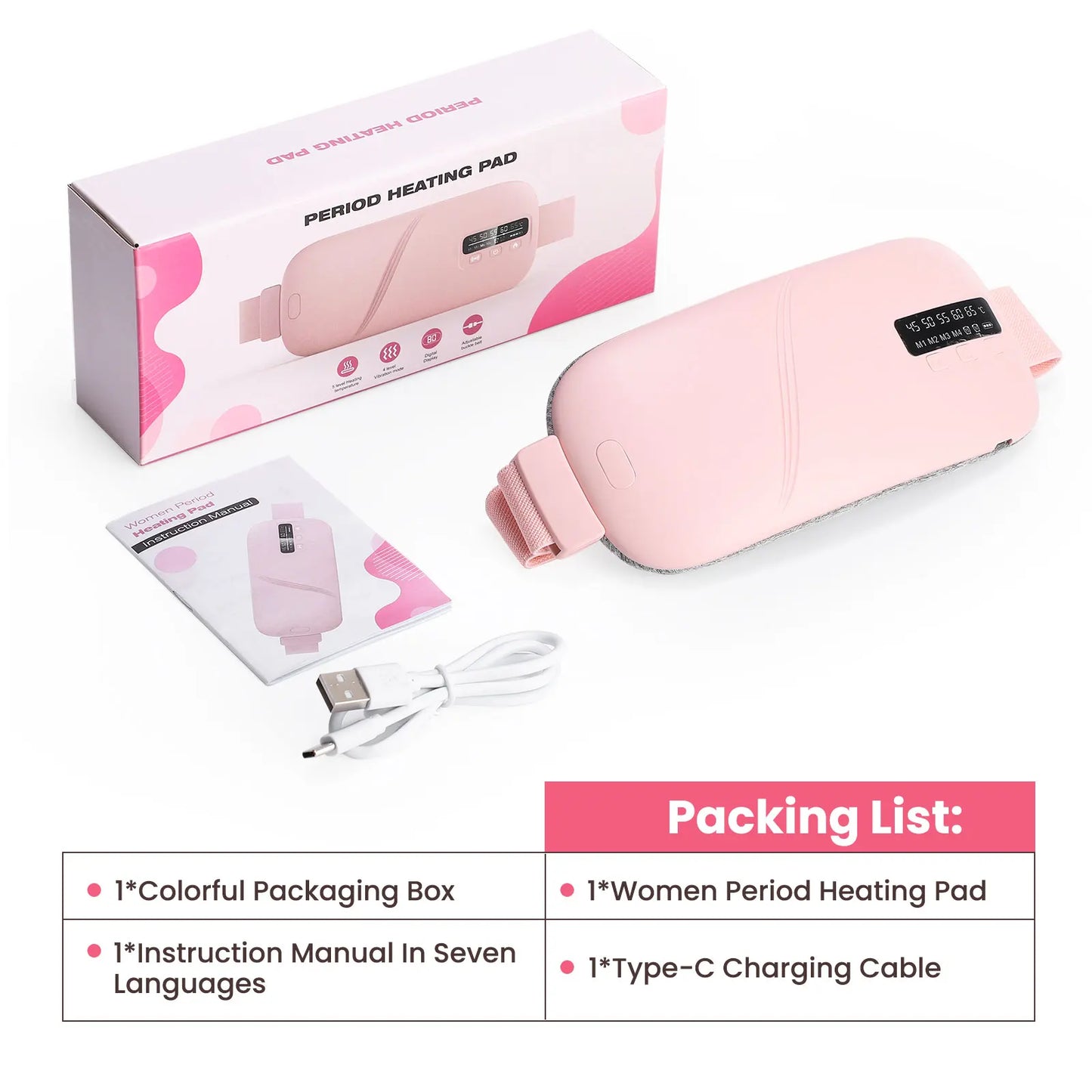 US Stock Electric Abdomen Heating Waist Massager Belt for Period Menstrual Heated Pad for Relief Menstrual Spasm Warm PalaceBelt