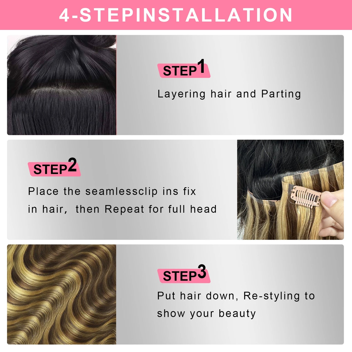 Highlight Ombre Clip In Hair Extensions Straight Human Hair 24 26Inch Colored 100% Human Hair 120g 9 Pcs/Set Extensions Clip Ins