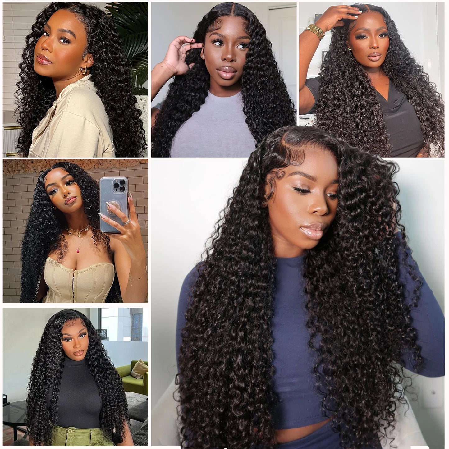 Water Wave Clip in Hair Extensions Real Human Hair Deep Curly Clip Ins for Women 8Pcs 120G Brazilian Remy Human Hair Extensions
