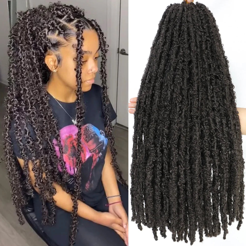 UPJO Butterfly Locs Crochet Hair Distressed Faux Locs Braiding Extensions