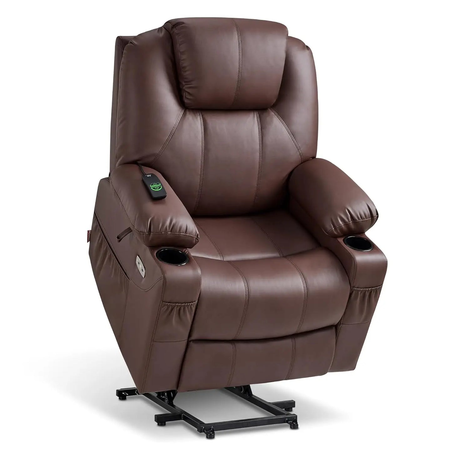 Electric Power Lift Recliner Massage Heat 3 Positions 2 Pockets Cup Holder USB Faux Leather Medium, Custom