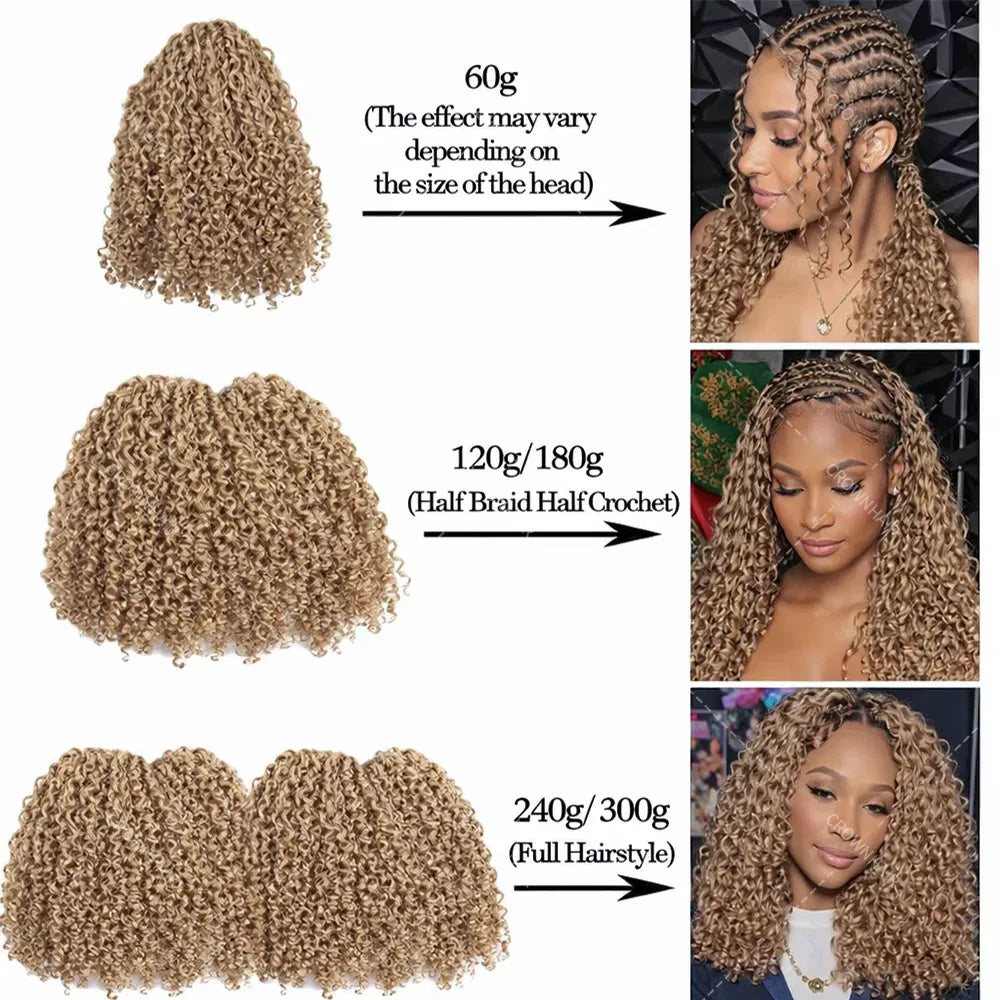 #27 Honey Blonde Feather Crochet Human Hair Knotless Deep Wave Extensions Lightweight Pre Separated Crochet Hair For Braiding