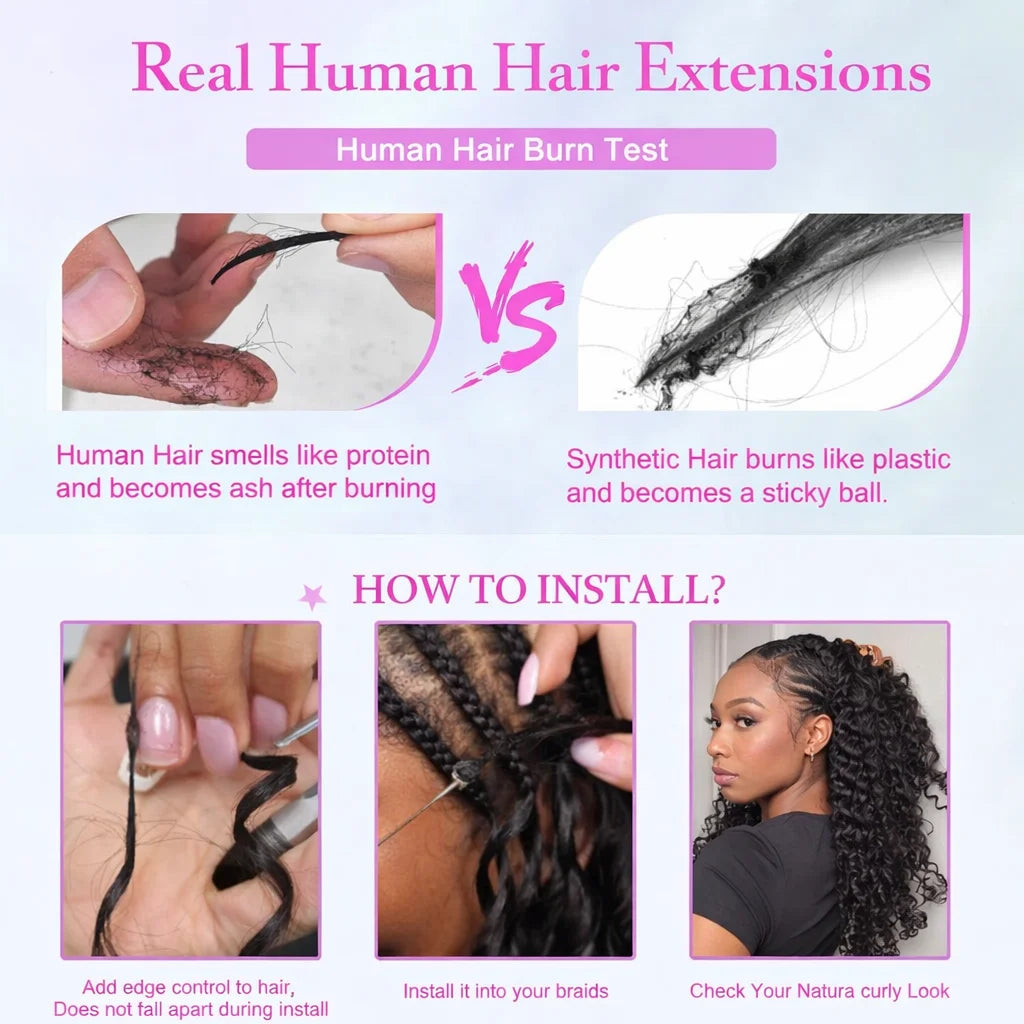 Small Spirals Curly Crochet Human Hair Feather-Line Invisible Knotless Crochet Hair For Women #4 Chocolate Brown Braiding Twist