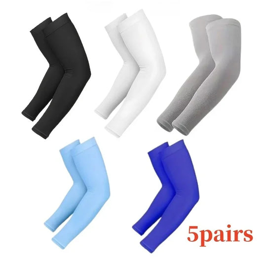 5 pairs of breathable sun protection arm sleeves, universal UV protection glove sleeves for men and women, suitable for outdoor