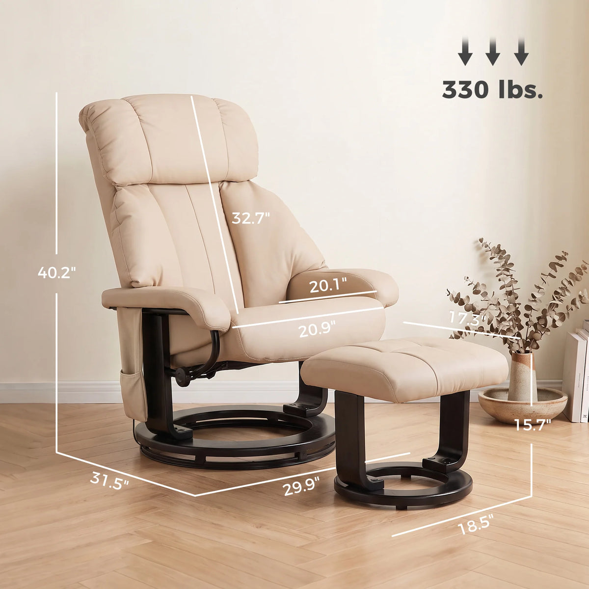 HOMCOM Massage Recliner Chair With Ottoman Vibration And Remote Control