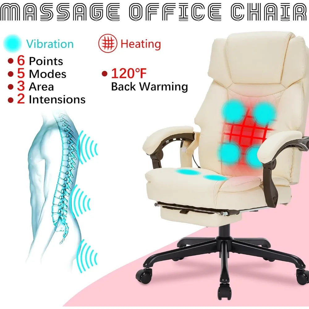 Ergonomic Vibration Massage Chair With Heat And Rotating Footrest