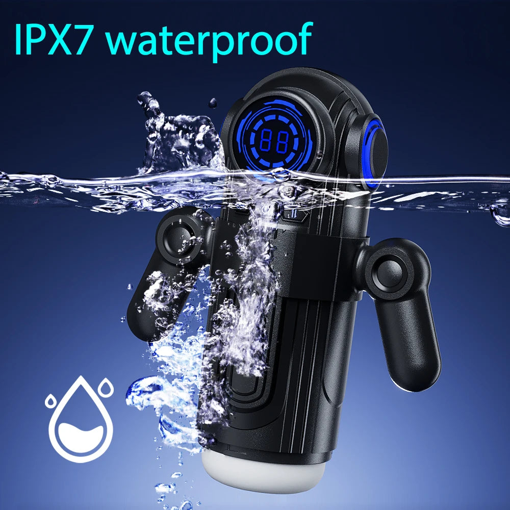 3 IN 1 Automatic Sucking Male Masturbation Cup with Handle Double layer telescopic Male Stroker Pocket Pussy Adult Toys for Men