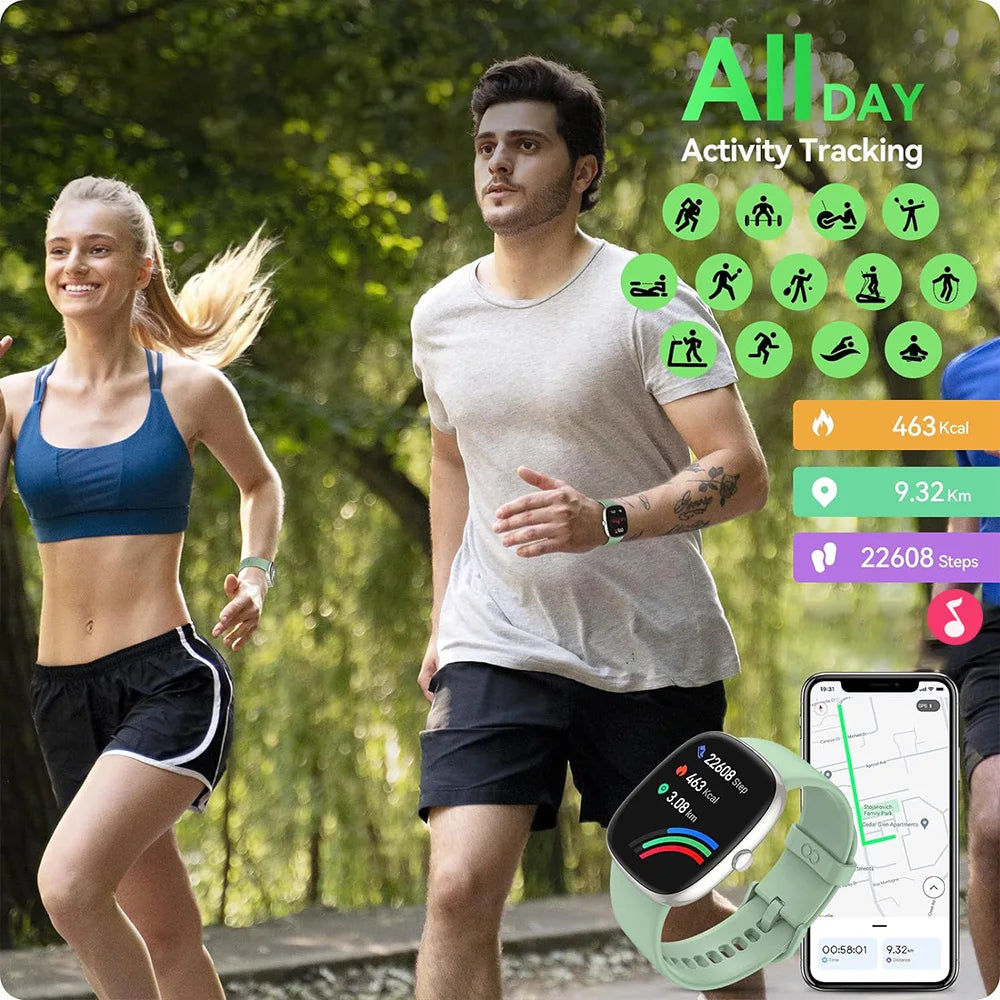 Smart Watches for Men Women  Sleep Tracking, 46mm 1.3oz Step Calorie Counter Fitness Watch Activity Trackers Pedometer forAndro