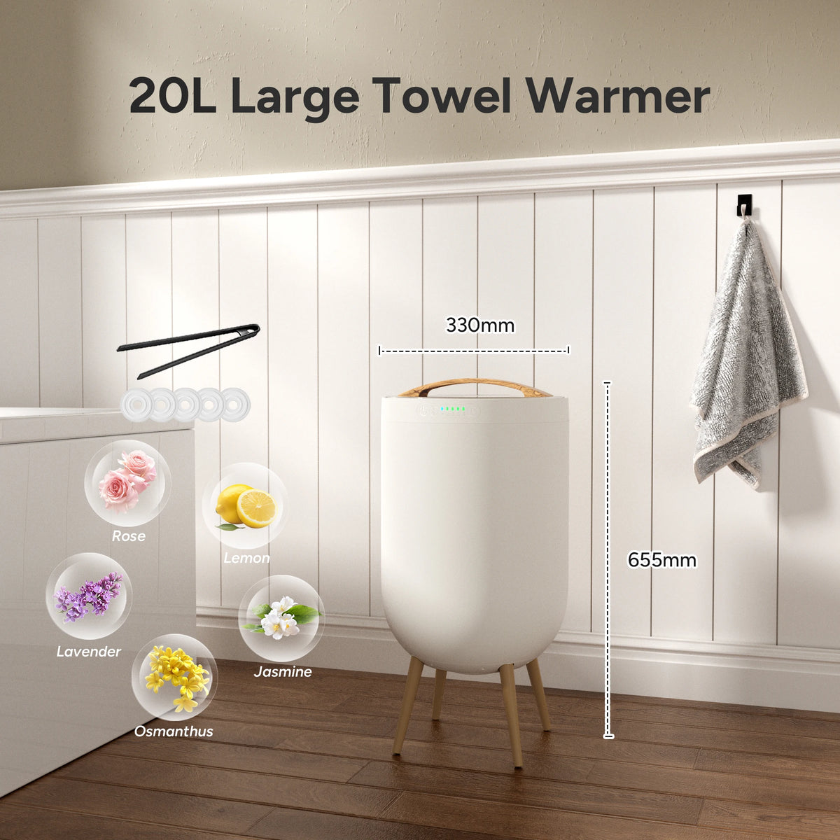 Bluetooth Towel Warmer Bucket With RGB Light And Aroma Slot