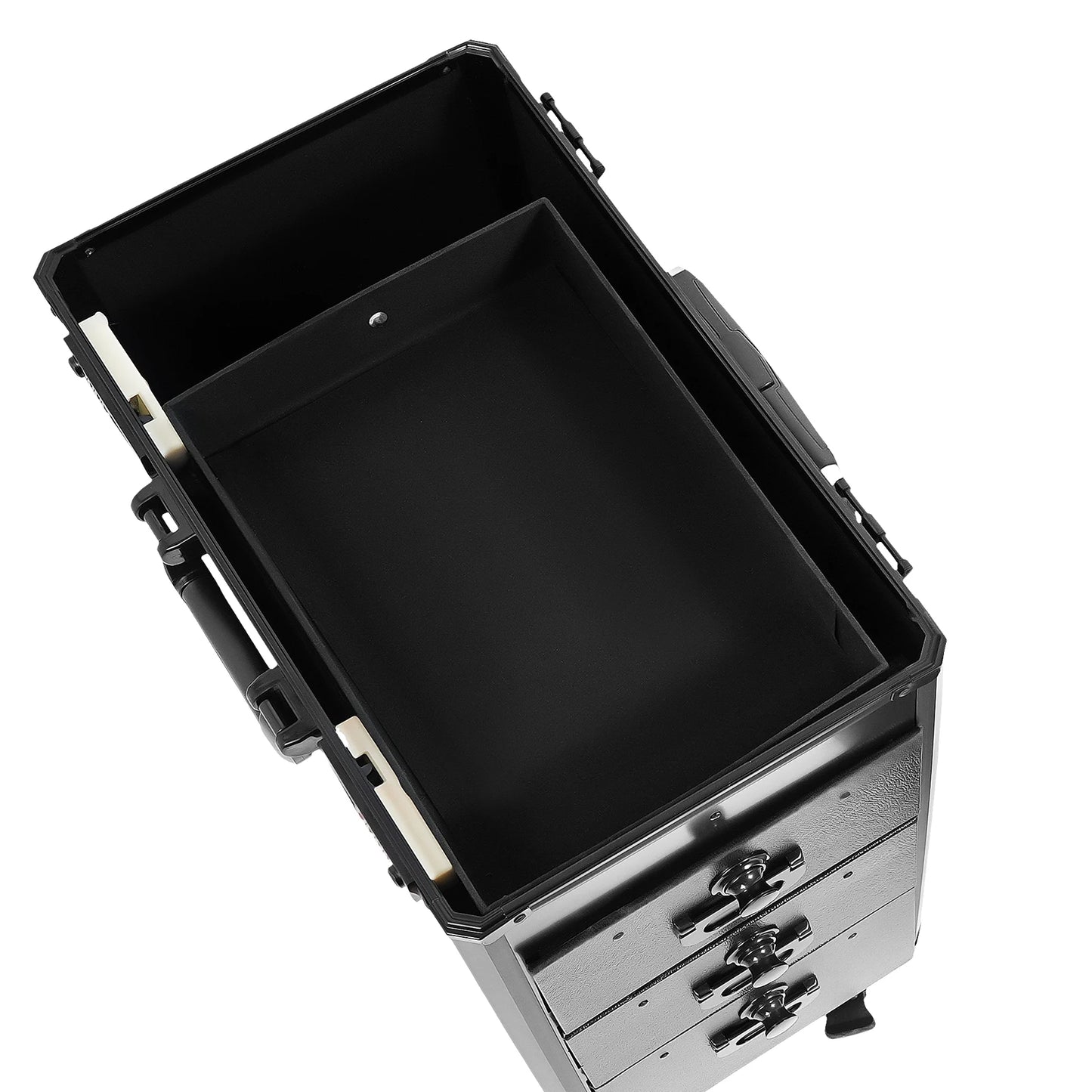Rolling Cosmetic Case, Makeup Train Case, Tattoo Case, Metal Plate Tool Box with Adjustable Tripod, Nail Art Storage, High Capacity Organizer, PU Manganese Steel, Multi-drawer Workstation, Portable Salon Trolley for Hairstyli