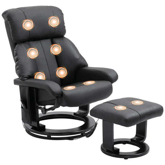 HOMCOM Massage Recliner With Ottoman And Remote Control Vibration